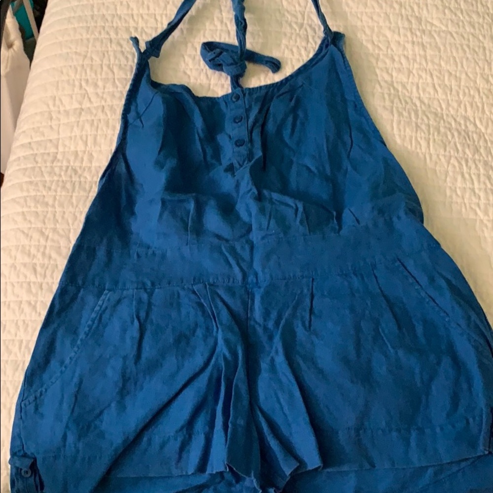 London Jean Linen Blue Romper
